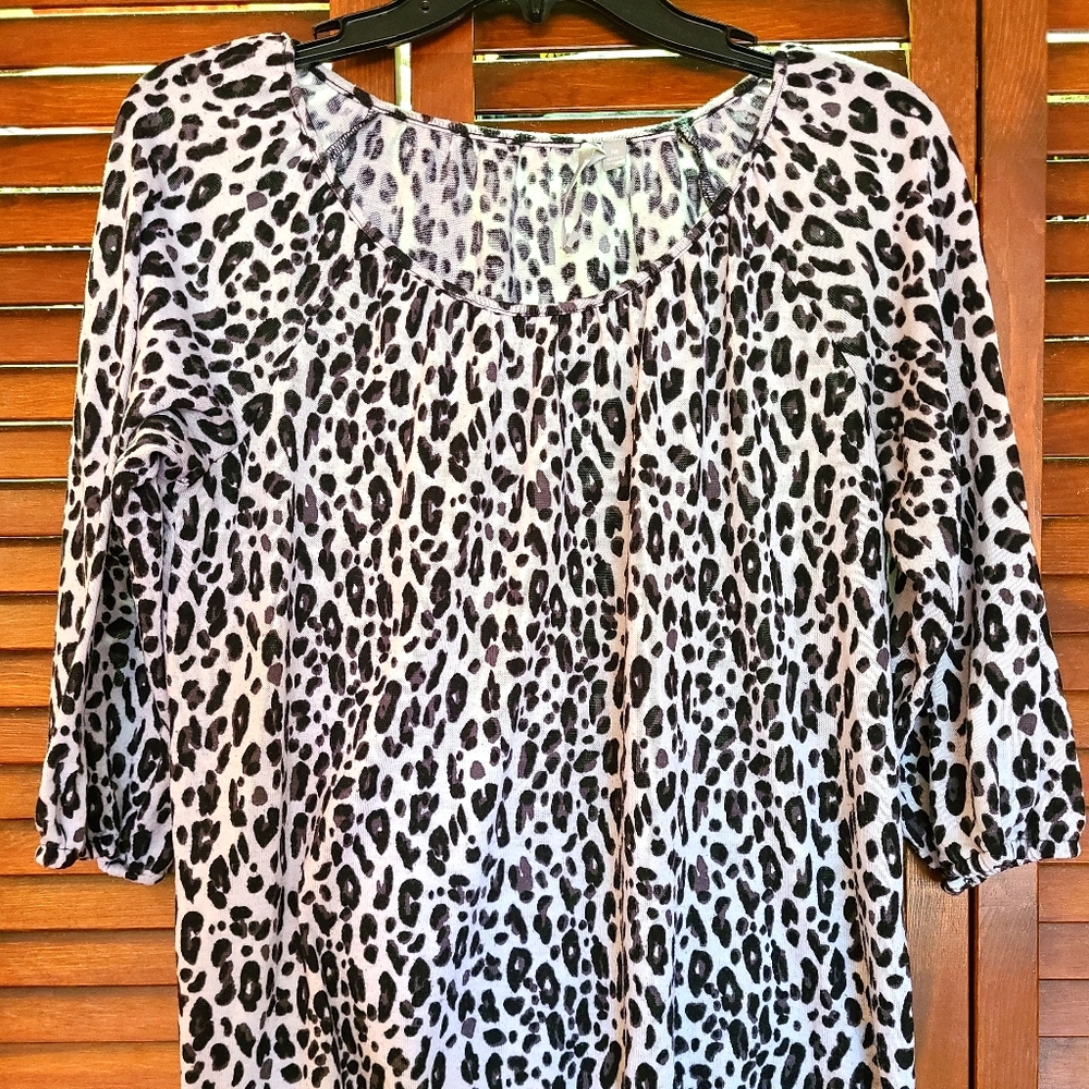 NY Collection medium animal print shirt